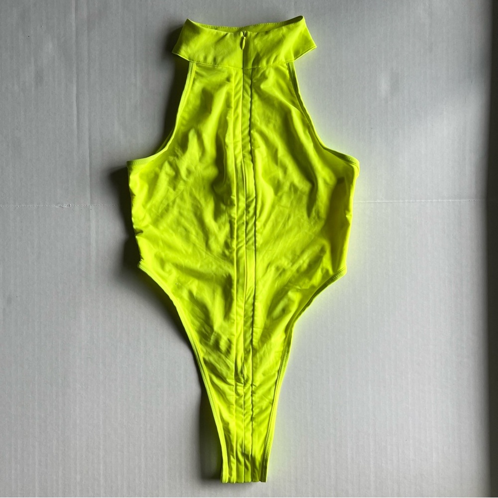 {SOLD} New Never Worn Icon Swim Neon Yellow Zip-Up One Piece Swimsuit